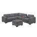 Sectional Set With Reversible Loveseat, USB Console, Corner Wedge & Ottoman Home Essentials