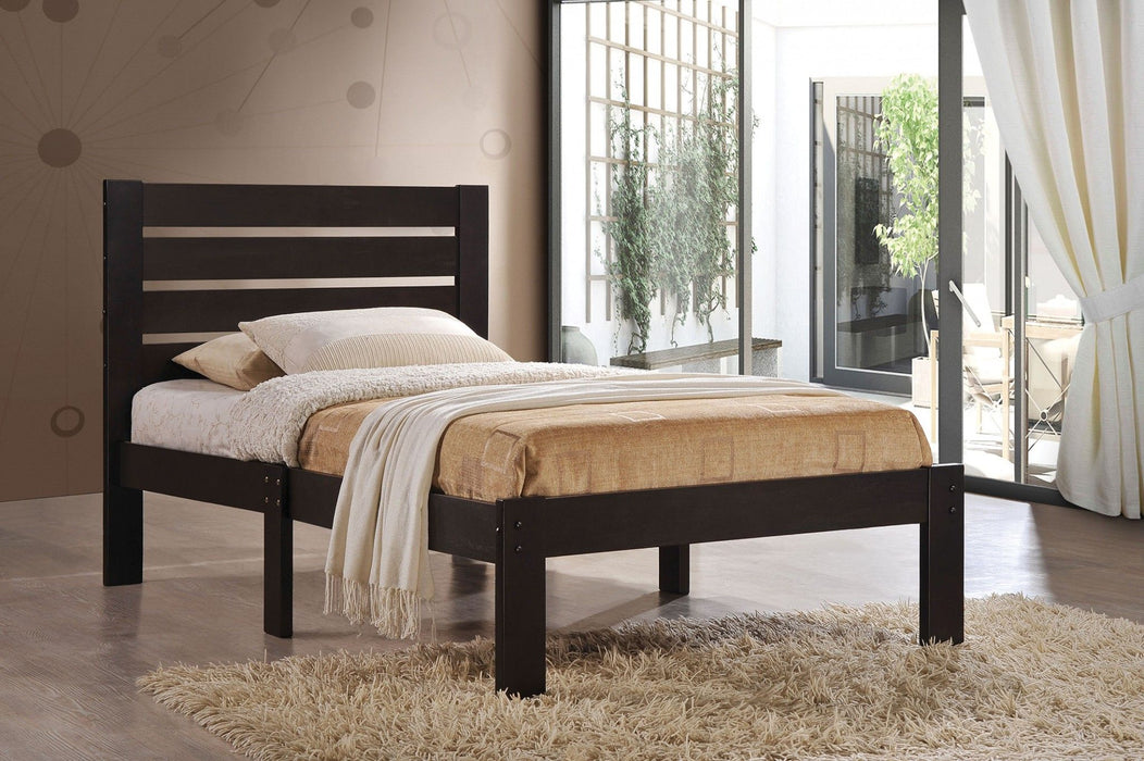 Solid Wood Full Tufted Bed With Mattress - Espresso