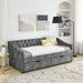 Upholstered Tufted Daybed With 2 Drawers, Waved Arms Home Essentials