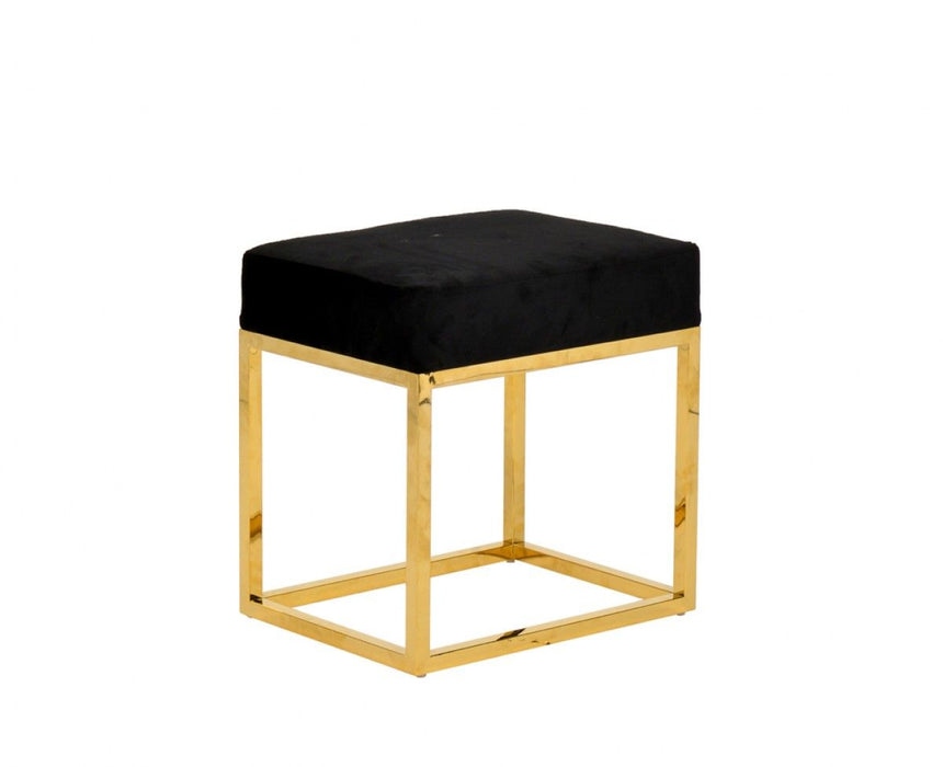 Velvet Ottoman - Black / Gold