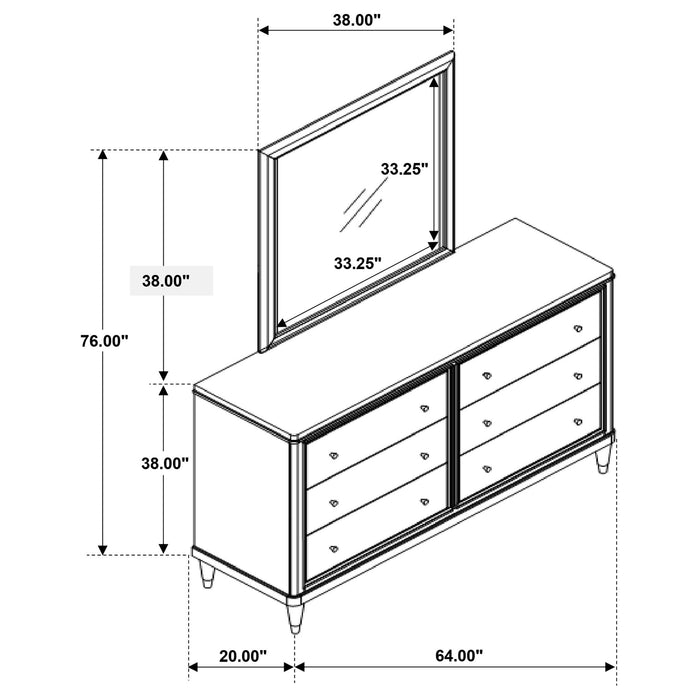 Navarro - 6 Drawer Dresser With Mirror - Brown Furniture Max
