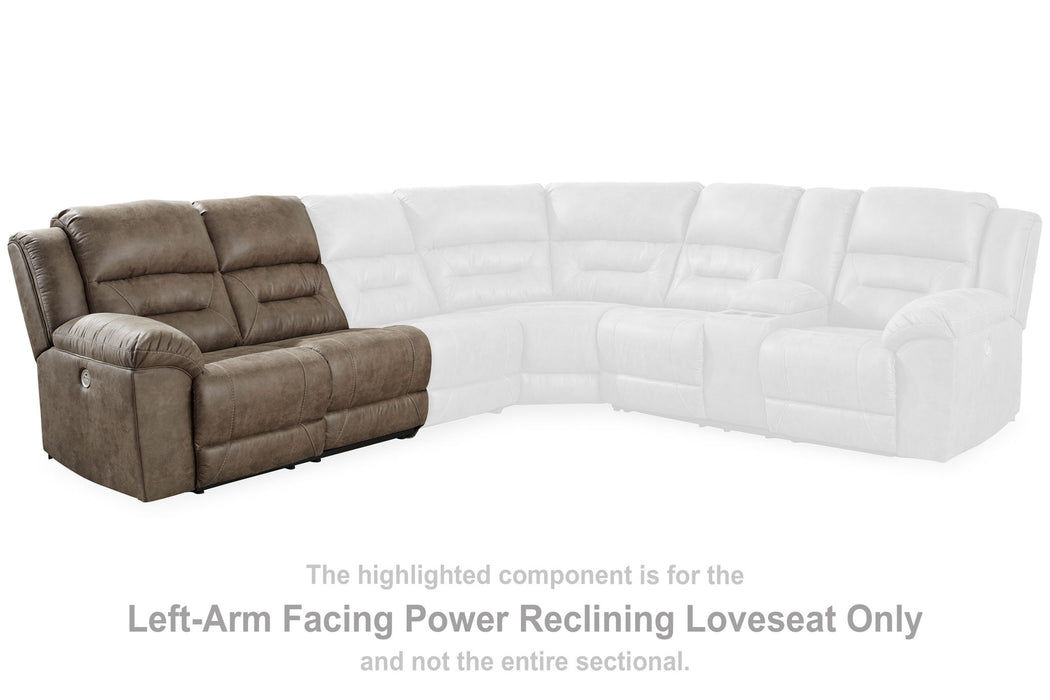 Ravenel - Laf Reclining Power Loveseat - Faux Leather - Fossil Signature Design by Ashley®