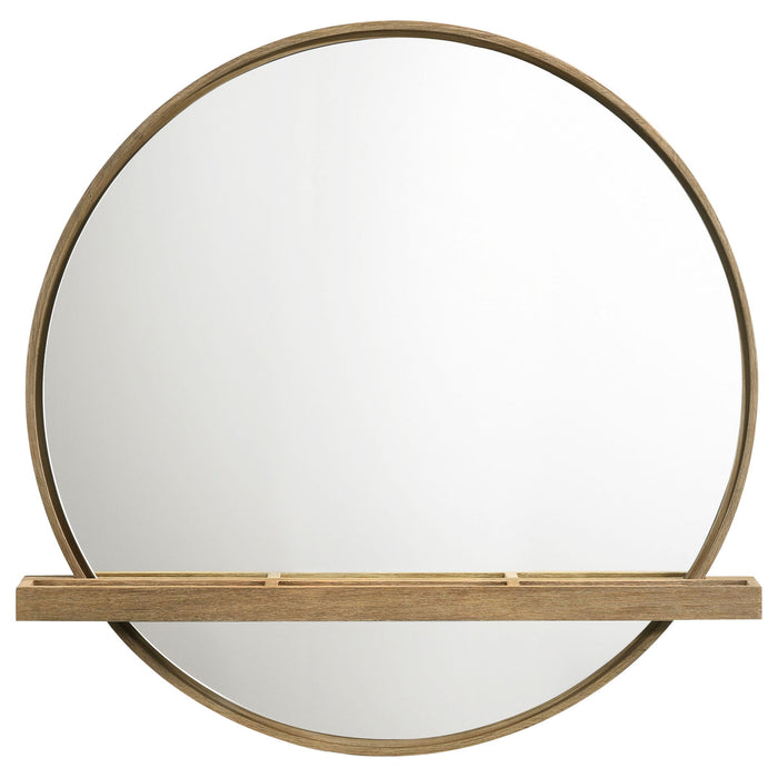 Benson - Round Vanity Wall Mirror With Shelf - Sand Furniture Max