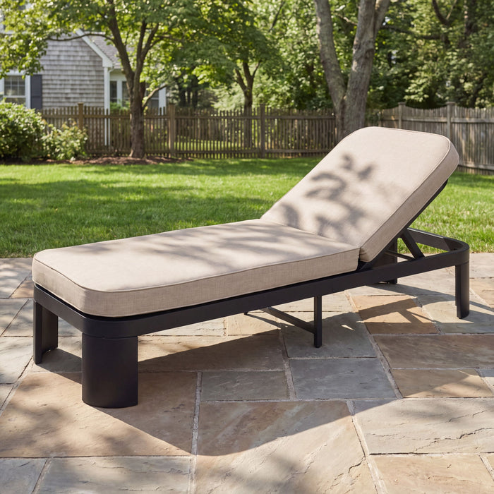 Outdoor Chaise Lounge With Cushion, 5 Position Adjustable Backrest Noble House