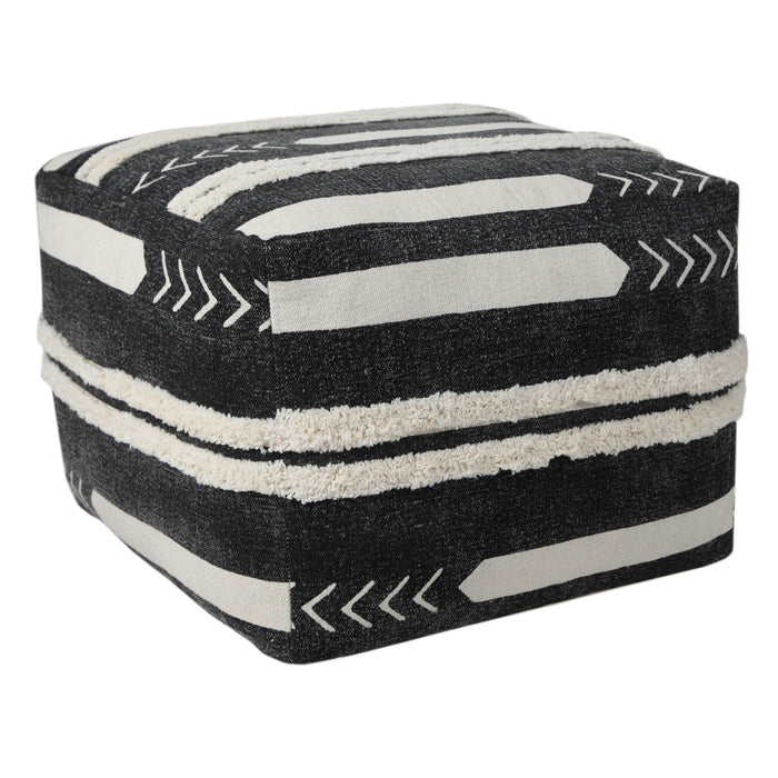 Cotton Square Ottoman - Black