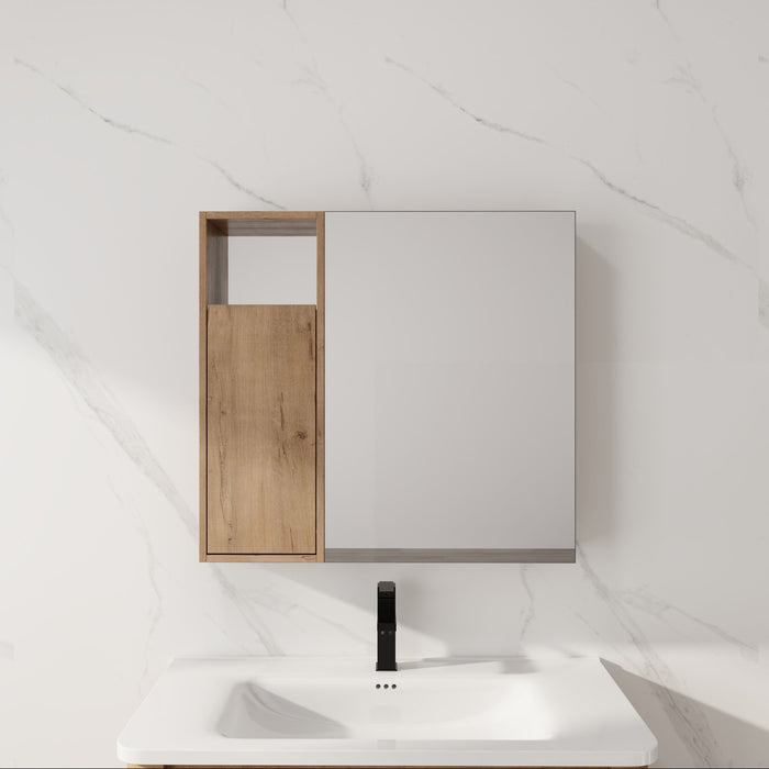 29.63" Wall Mounted Bathroom Cabinet With Adjustable Shelves Storage Cabinet - Imitative Oak Home Essentials