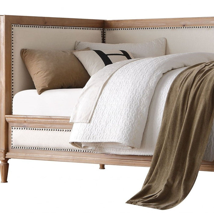 Nail Head Trim Twin Daybed - Oak / Linen