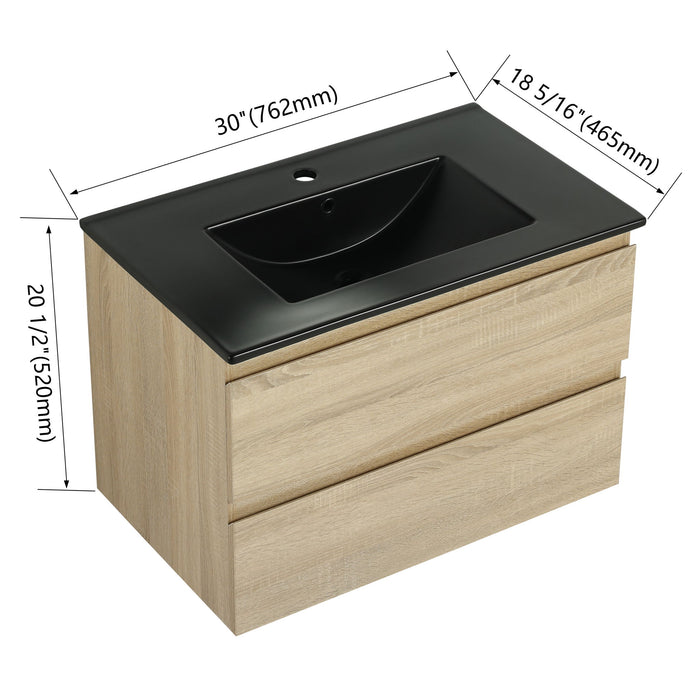 Wall Mounted Bathroom Vanity With Sink, 2 Soft Close Drawers Home Essentials