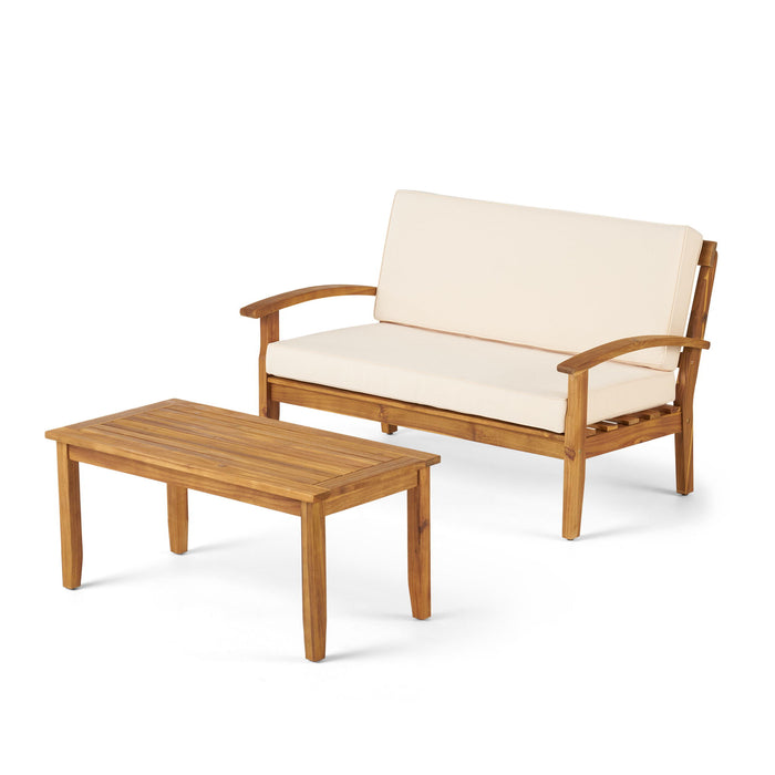 4 Person Outdoor Seating Group With Cushions Comfortable Patio Set - Teak Noble House