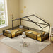 L-Shaped Montessori Bed For 2 Kids With Partitioned Fence Hearth and Haven
