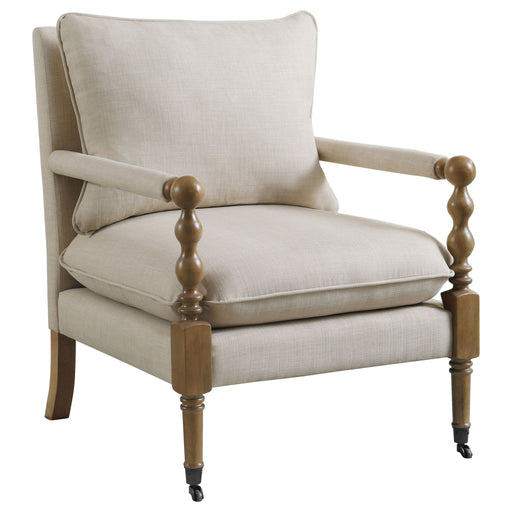 Accent Chair With Turned Legs - Beige Furniture Max