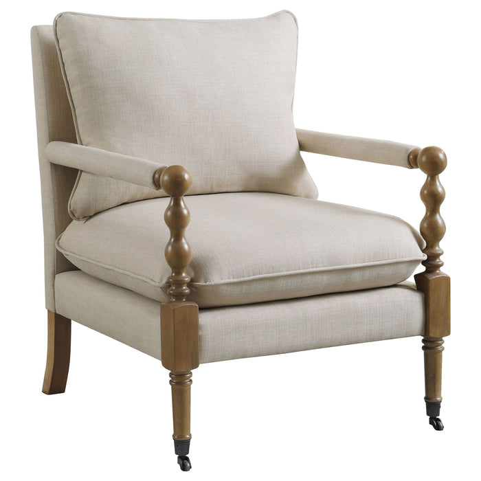 Accent Chair With Turned Legs - Beige Furniture Max