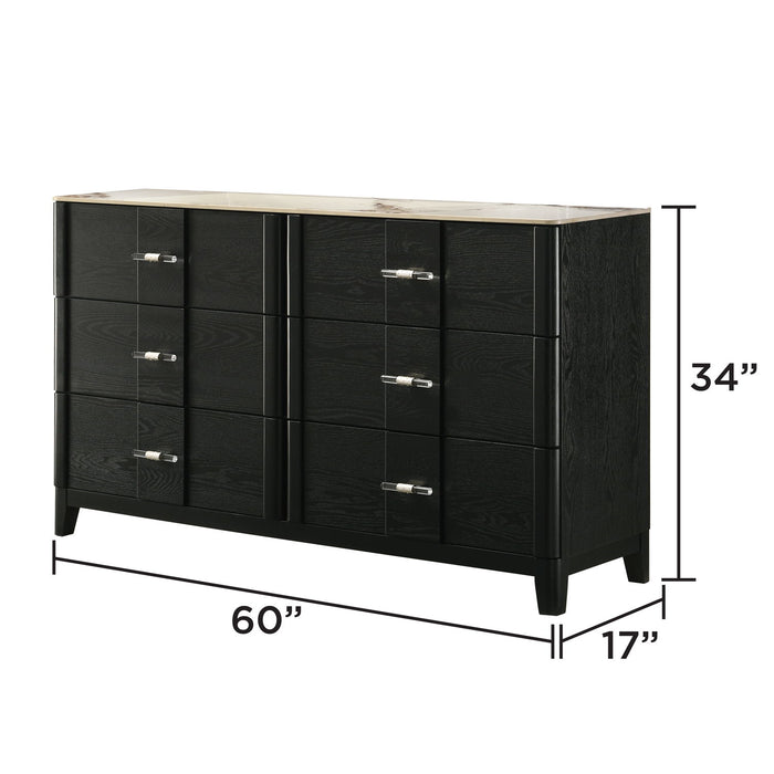 Opel - 6 Drawer Dresser - Black Matrix Furniture Group