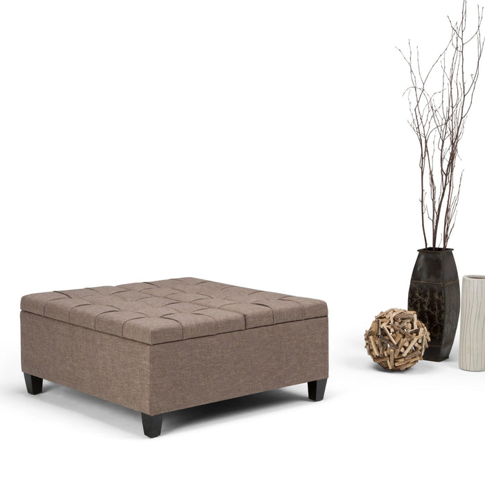 Harrison - Coffee Table Storage Ottoman - Tanners Brown Simpli-Home
