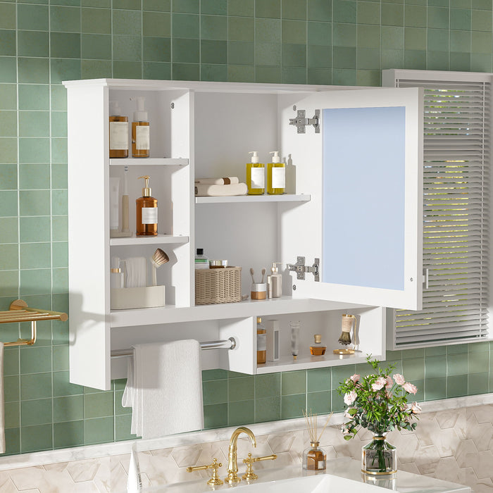 Wall Mount 2 In 1 Mirror Cabinet With Adjustable Shelves, Open Storage, For Bathroom Vanity - White Hearth and Haven