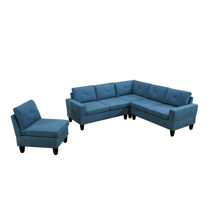 Modular L - Shaped Sectional Sofa 6 Seater 4 Piece Couch With Chaise Home Essentials