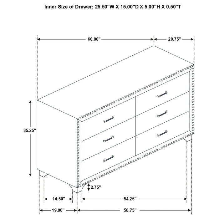 Kennedy - 6 Drawer Dresser Furniture Max