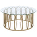 Round Glass Top Table With Polished Metal Base Furniture Max