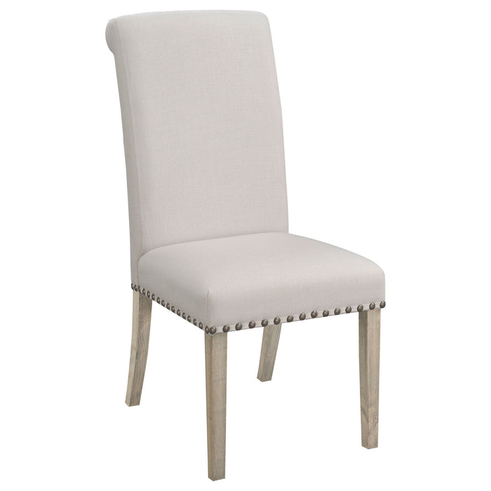 Upholstered Dining Chair With Rolled Edge Seat Back (Set of 2) - Beige Furniture Max