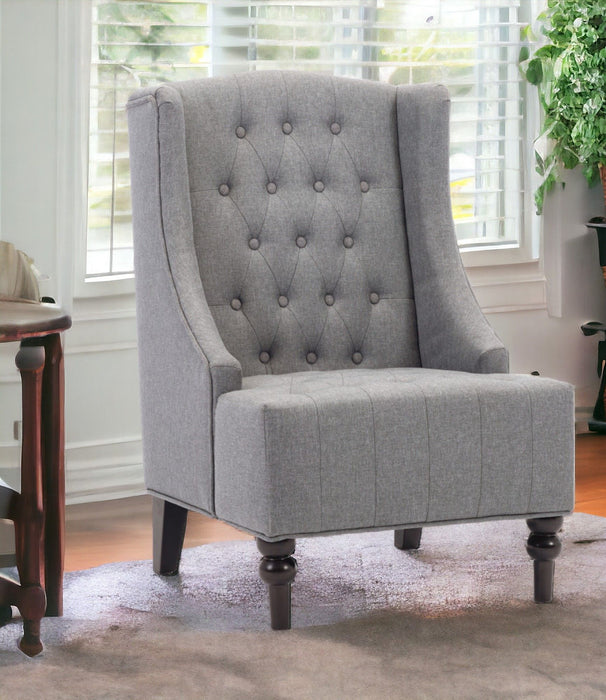 Upholstered Wingback Accent Chair - Gray And Black