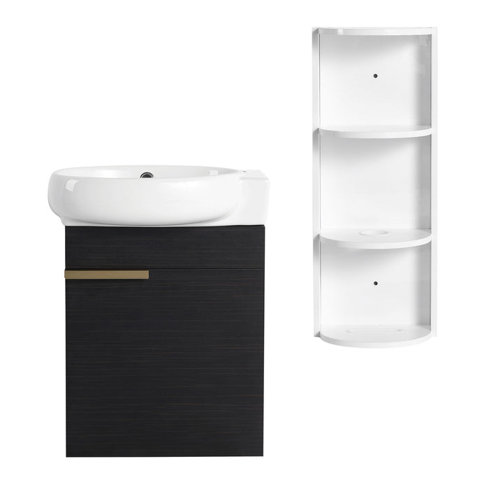 Wall Mounted Bathroom Vanity With Sink And Storage Rack, Soft Close Doors Home Essentials