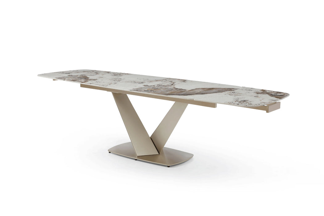 93 - Dining Table - White / Gold Extravaganza Collection
