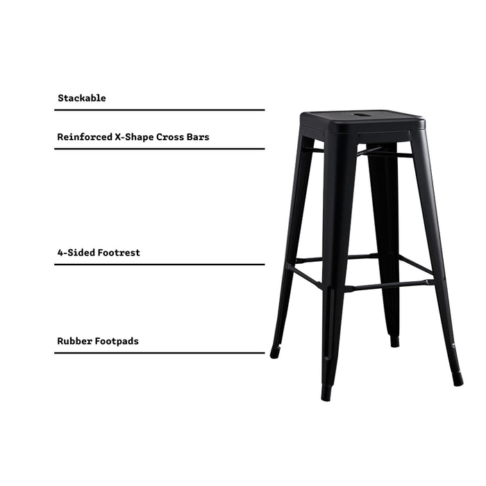 Backless Lightweight Bar Stools (Set of 2) - Black Home Essentials