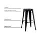 Backless Lightweight Bar Stools (Set of 2) - Black Home Essentials