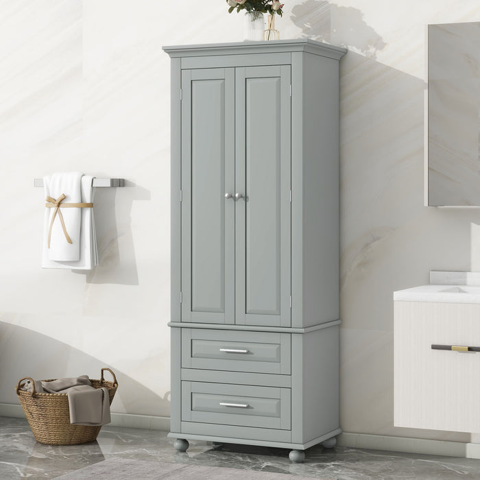 Tall Storage Cabinet With 2 Drawers For Bathroom Hearth and Haven