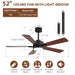 Reversible DC Motor Ceiling Fan With Dimmable LED Light For Living Room Daily Nest