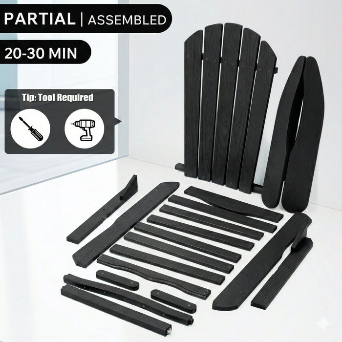 Folding Adirondack Lounge Chair With Embossed Grain Texture Home Essentials