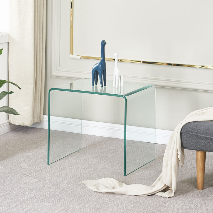 Small Clear Glass Side & End Table, Tempered Glass End Table Small Coffee Table - Transparent