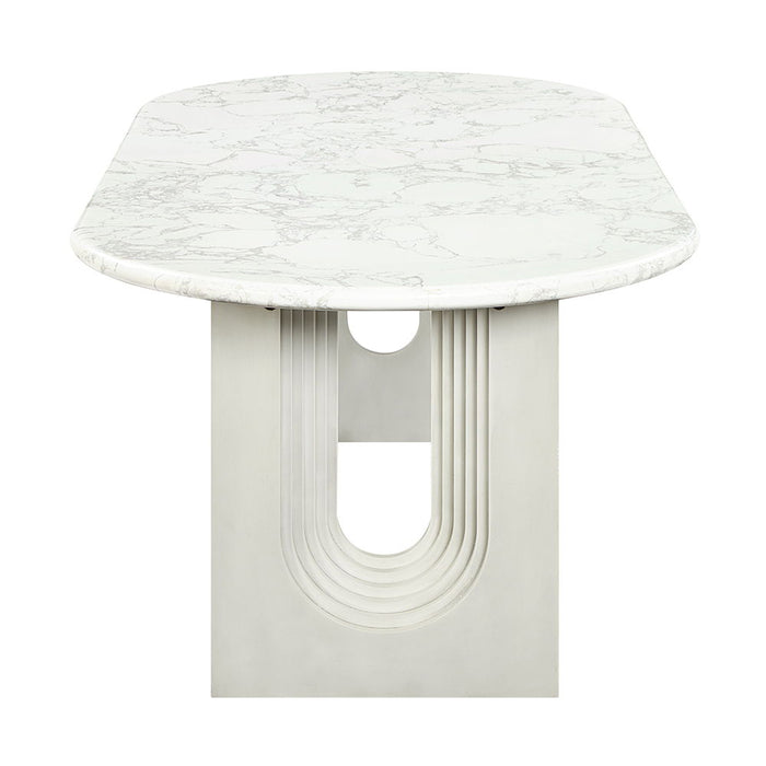 Zayn - Dining Table - White Natrual Marble Top & White ACME