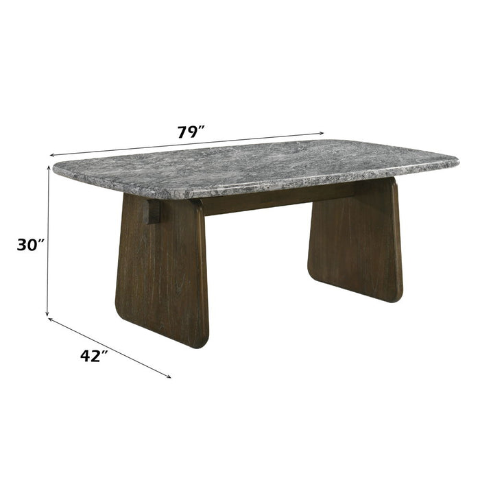 Dillon - Dining Table With Marble Top - Natural / Walnut ACME