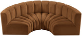 Arc - Velvet 4 Piece U-Shaped Modular Sofa - Saddle Meridian Furniture