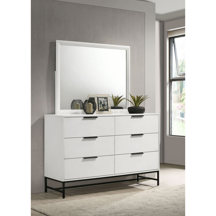Taraval - 6 Drawer Dresser With Mirror - White Furniture Max