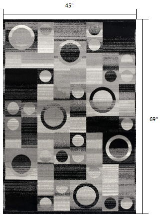 4' x 6' Area Rug - Gray Blocks And Rings