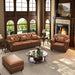 Upholstered Sofa With Nailhead Trim, Rolled Armrests With Ottoman Home Essentials