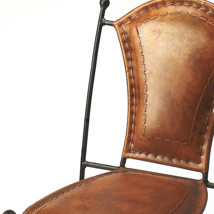 33.5" Faux Leather Side Chair - Brown