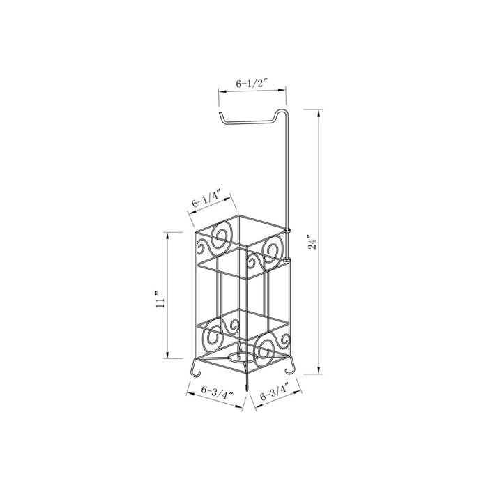 Silver Metal Frame Toilet Paper Holder Stand, Bathroom Tissue Organizer - Silver