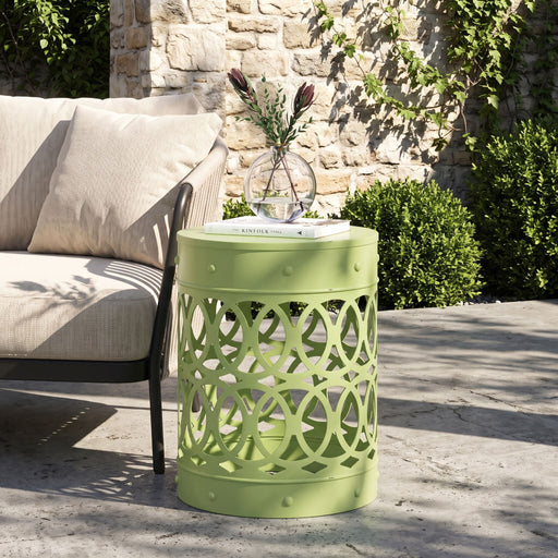 Outdoor Metal Large End Table, Modern Design Noble House