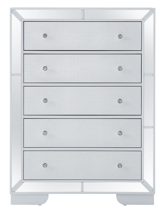 Glory Furniture - Glory Furniture Hollywood Hills Nightstand, Silver Champagne - White Particle Board