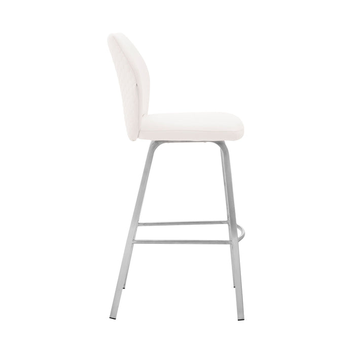 Faux Leather And Iron Bar Height Chair 42" - White