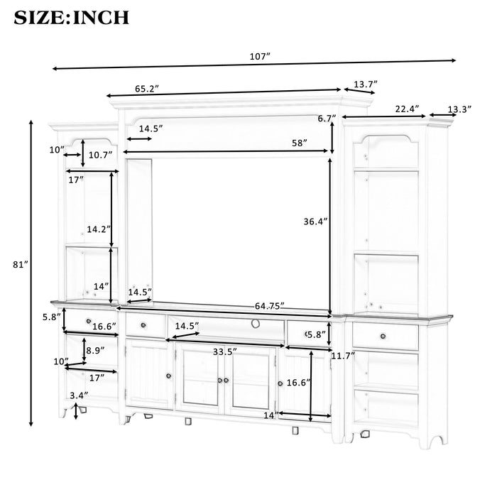 Extra Large TV Stand, Entertainment Center With Storage Cabinets Hearth and Haven