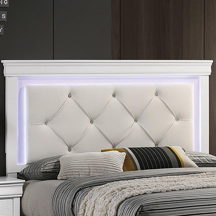 Tufted Headboard Bed With LED Lighting Home Essentials