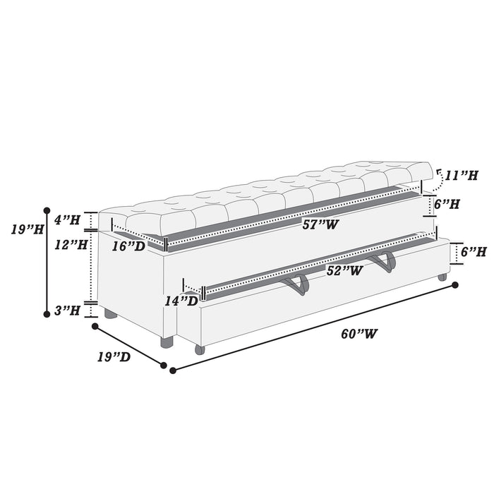 Storage Ottoman With Tufted Seat And Underseat Drawer Home Essentials