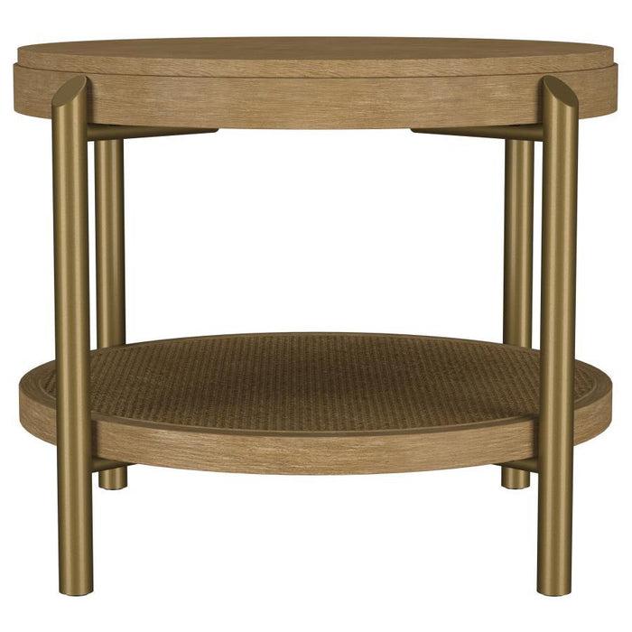 Arini - Round End Side Table With Storage Shelf