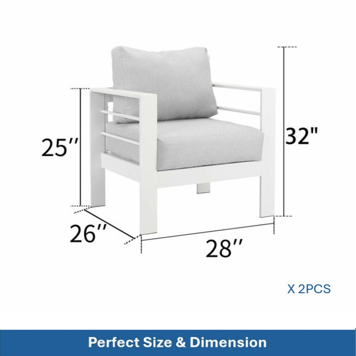 Modern All-Weather Patio Armchairs & Thick Cushions (Set of 2)