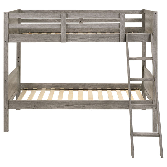 Brenton - Twin Over Twin Bunk Bed With Ladder - Taupe Furniture Max