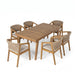 7 Piece Outdoor Dining Set With Rectangular Table And 6 Arm Chairs - Beige / Brown / Brown Mix / Light Teak Noble House